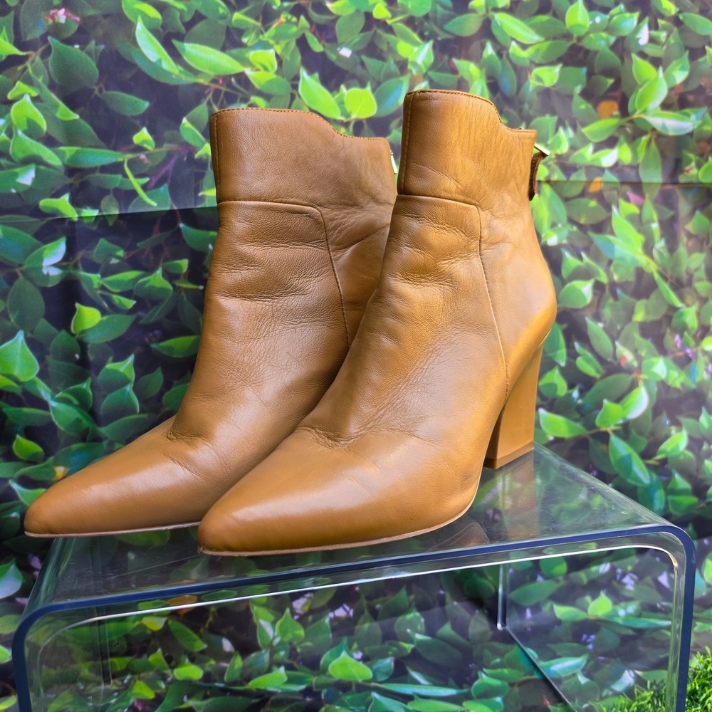 Franco Sarto Venture Booties Womens 6.5 Tan Leather Pointed Toe Western - Picture 2 of 16